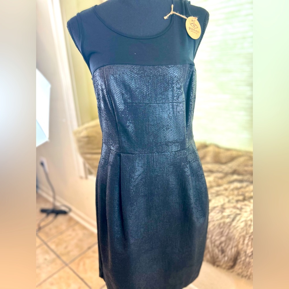 DKNY Black Faux Snakeskin Dress